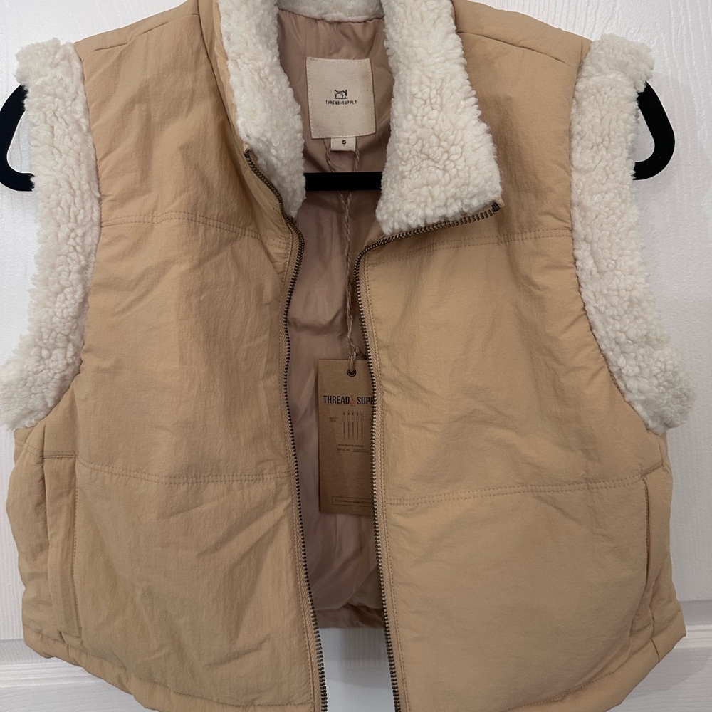 Thread & Supply Beige Sherpa Vest